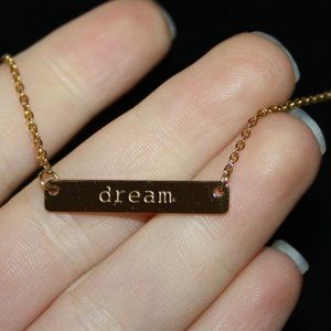 Jook and Nona Dream Gold bar necklace 18"